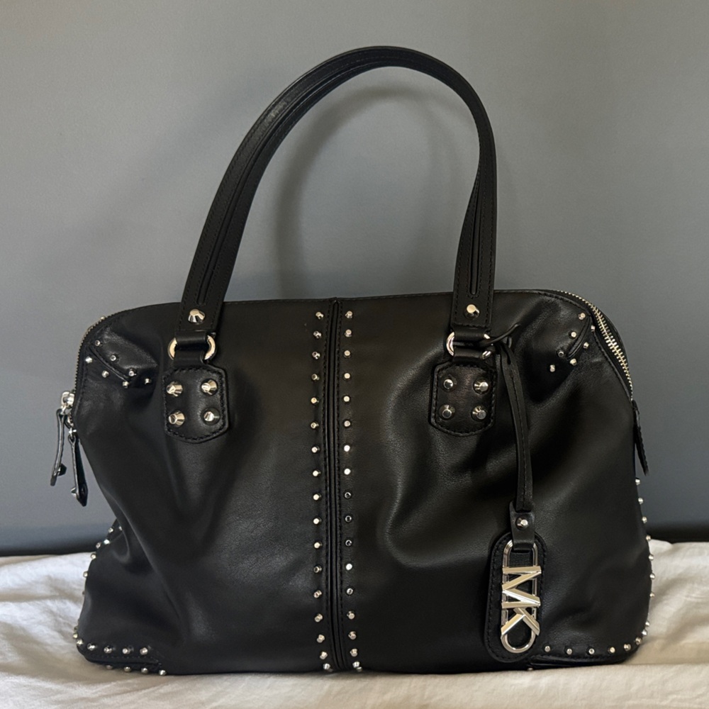 Michael Kors Black Studded Satchel